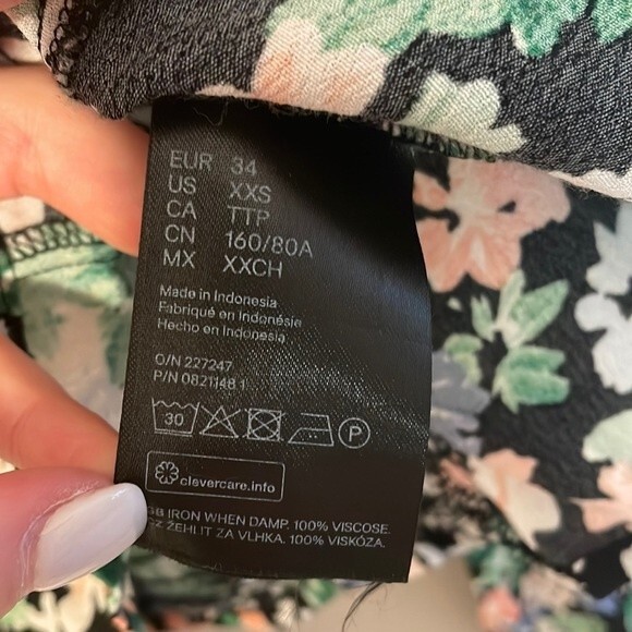 H&M Floral Puff Sleeve Top XXS - Picture 5 of 7